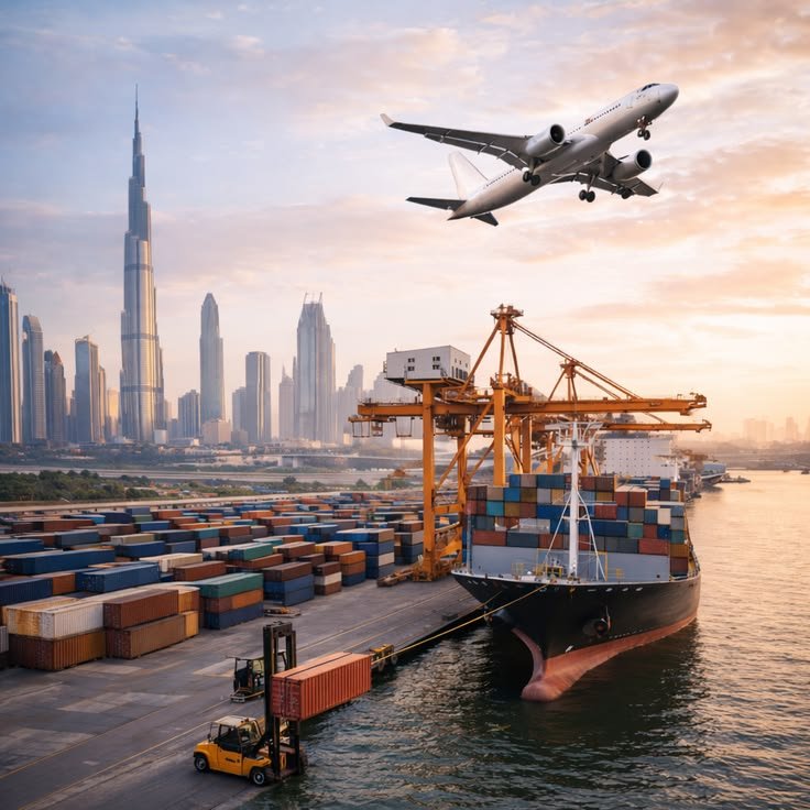 International cargo shipment being loaded for export from India
