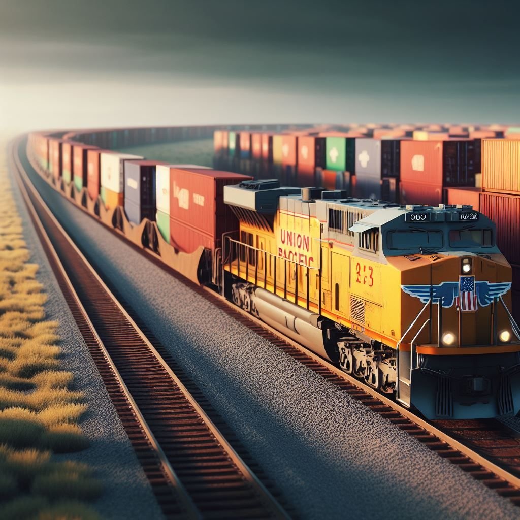 Rail cargo freight wagons loaded with bulk goods for transport across India