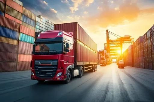 Road cargo truck loaded with freight for door-to-door delivery across India